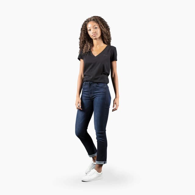 Women's small wordmark short sleeve v-neck tee